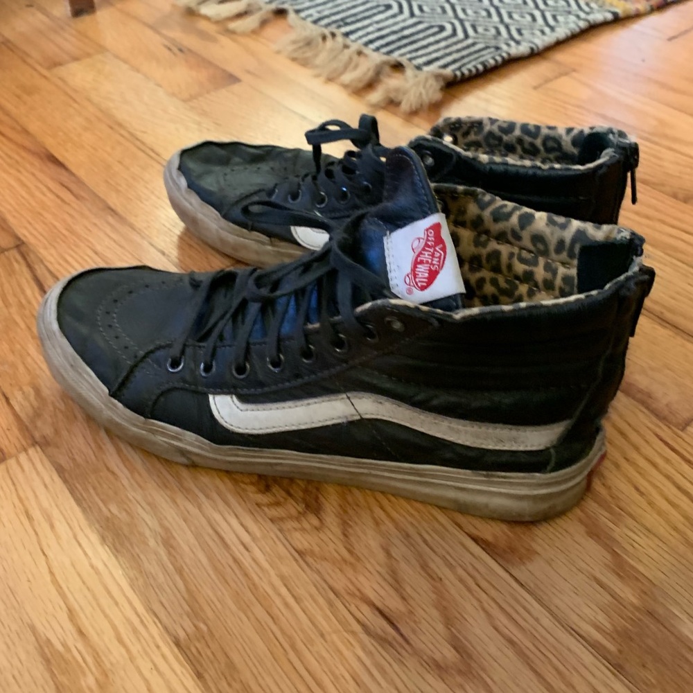 Vans High Tops - Black with Cheetah Interior
